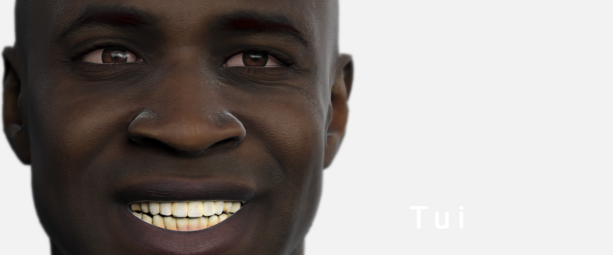 Tui, a realistic, human avatar built from scans of real people.